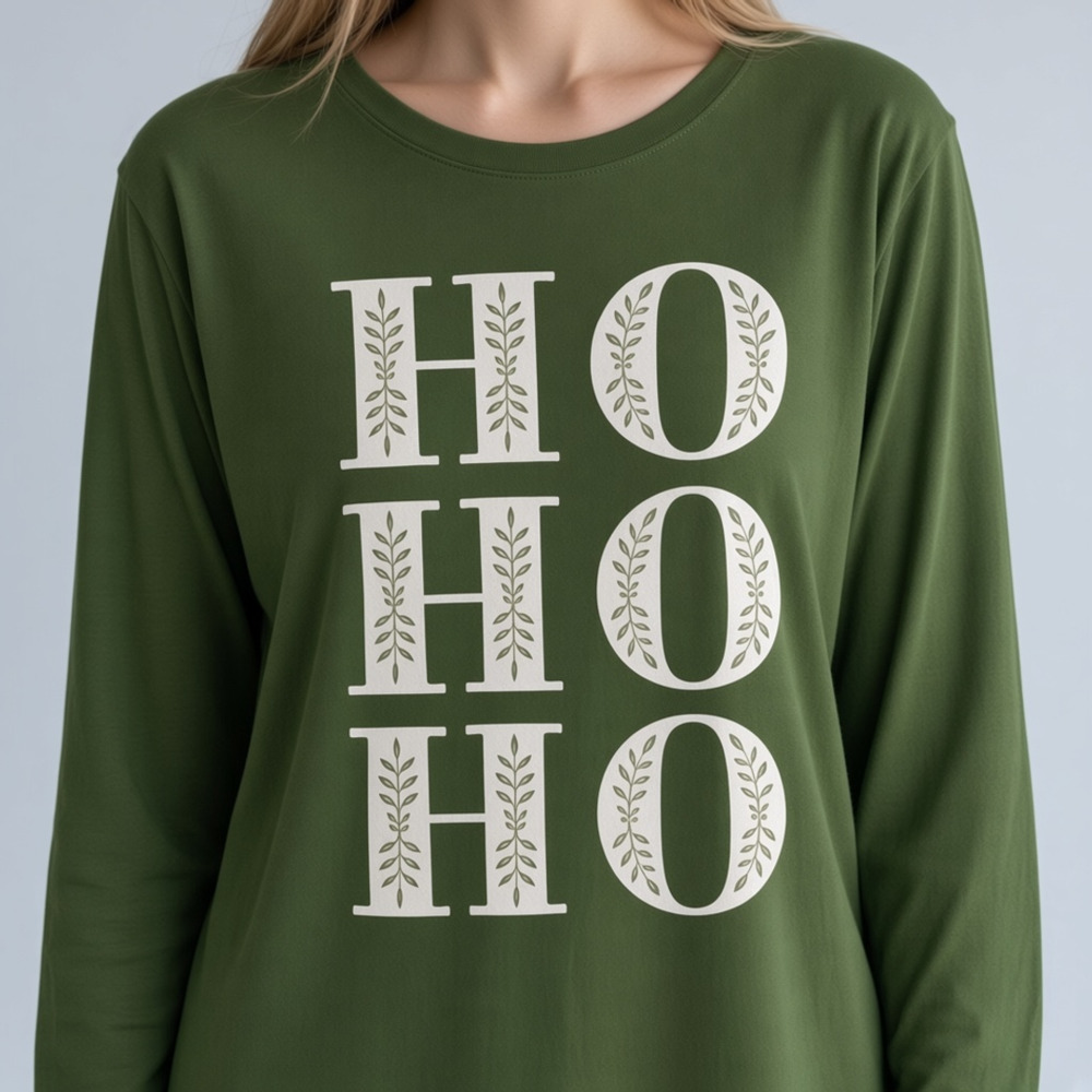 Old Navy Ho Ho Ho Long Sleeve Graphic T-Shirt Size 2X Green